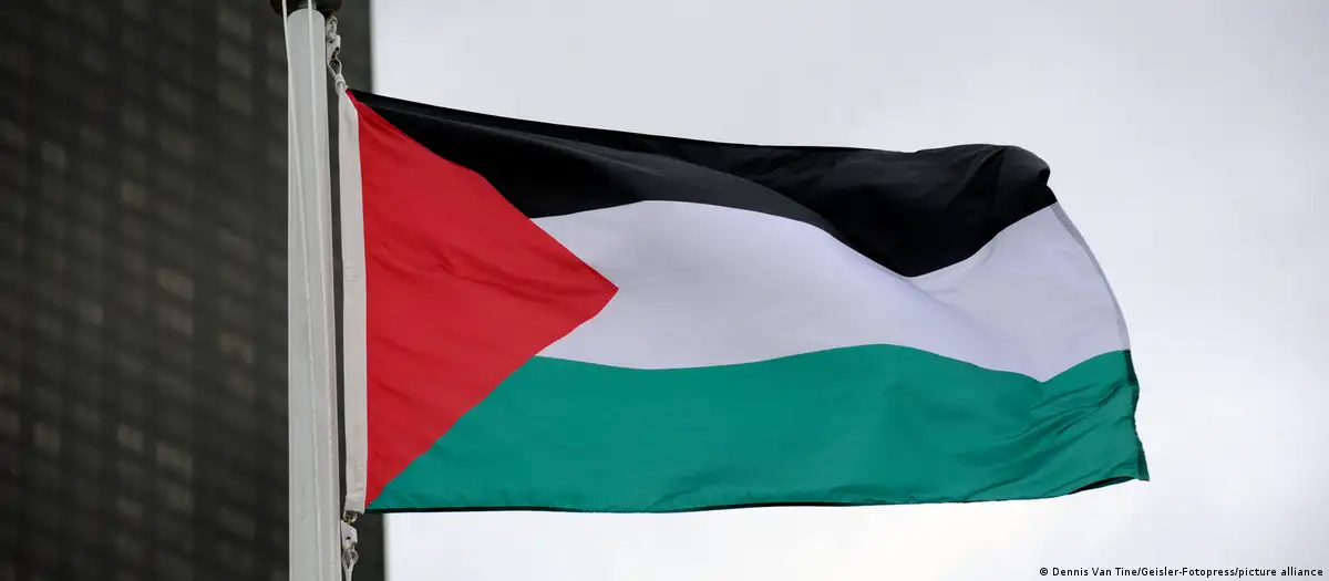 La bandera palestina, izada ante la ONU (2015).Imagen: Dennis Van Tine/Geisler-Fotopress/picture alliance