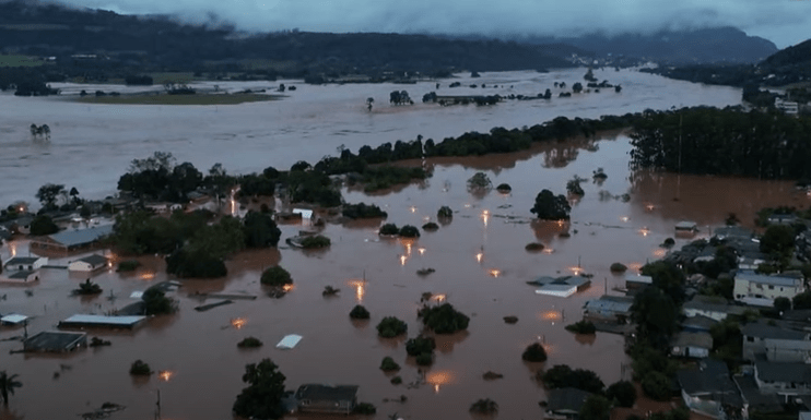 Inundación en Río Grande del Sur, Brasil. Foto: Captura de pantalla.