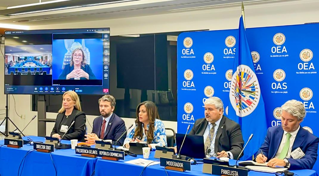 La directora de Ética y Cumplimiento de la CONMEBOL, Graciela Garay, en la Reunión del Grupo de Expertos para el Control de Lavados de Activos. Foto: Gentileza.