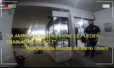 Agente de la Policía Nacional llevó a una mujer hasta el hospital y grabó la desidia con la que fue tratada la paciente. Foto: Captura video