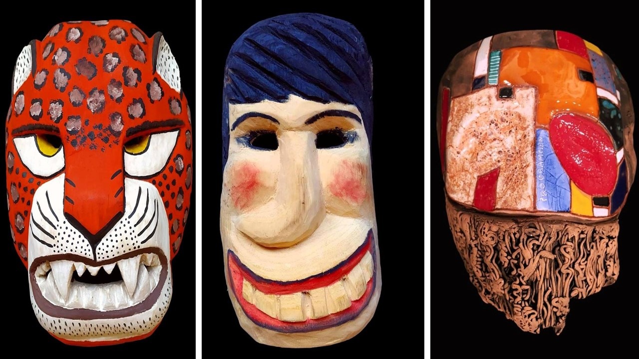 Máscaras de Néstor Portillo, José Escobar y Diego Schäfer . Cortesía