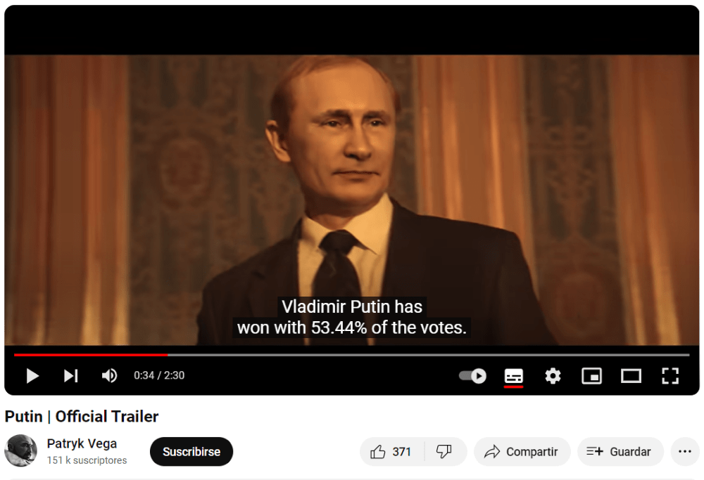 Tráiler de "Putin", de Patryk Vega. Captura de video