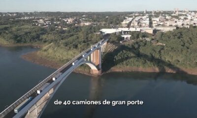 Un total de 40 camiones de gran porte salieron para el vecino pais. Foto: Captura de video.