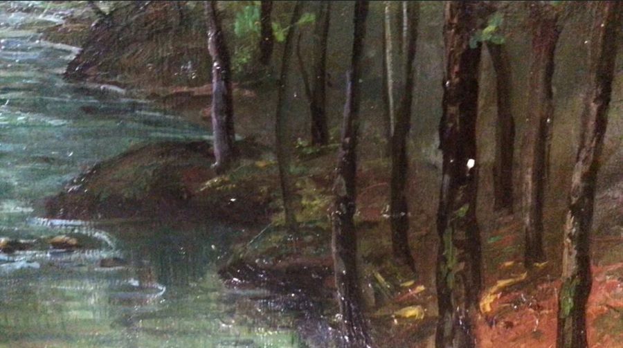 Detalle de "Bosque con un arroyo", obra atribuida a Monet y que la IA detectó como falsa en eBay. Foto tomada de internet