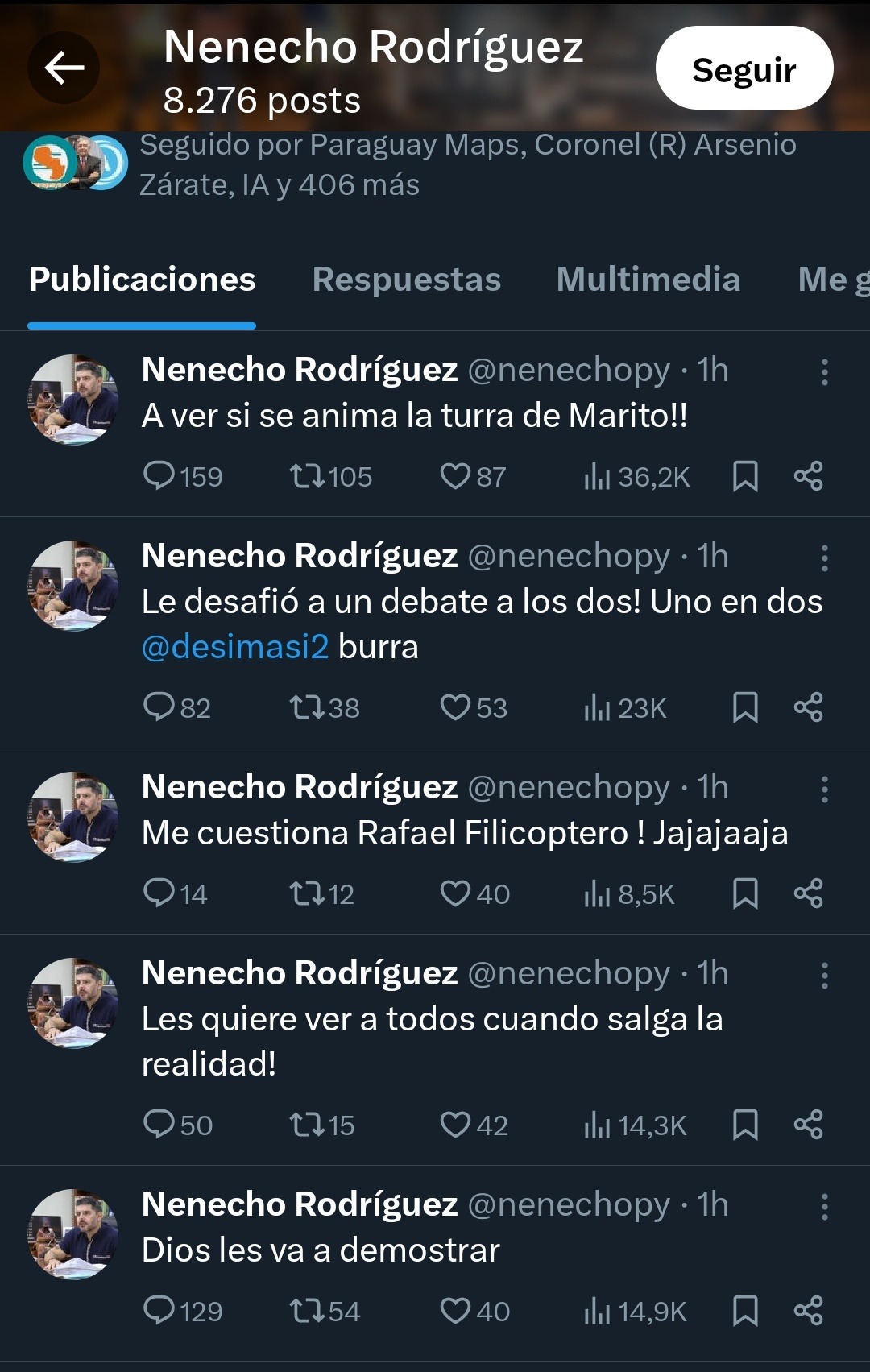 Captura de pantalla de las publicaciones del intendente capitalino, donde una de ellas fue eliminada después; específicamente donde también menciona al expresidente Mario Abdo Benítez.