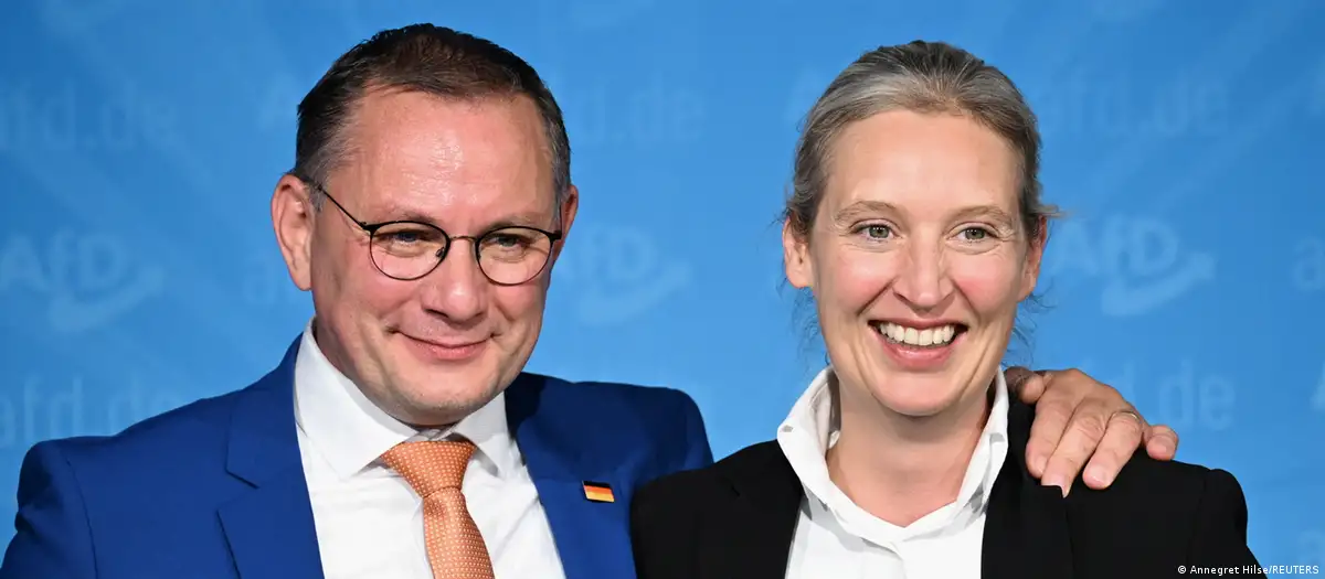 lice Weidel y Tino Chrupalla, líderes de la ultraderechista AfD, celebran su avance.Imagen: Annegret Hilse/DW