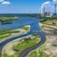 Nueva desembocadura del río Emscher, parte del río Rin, en Renania del Norte Westfalia, Alemania. Protección contra las inundaciones mediante la ampliación del terreno. Imagen: Rupert Oberhäuser/IMAGO