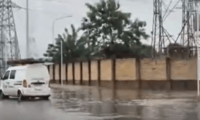 Inundación en la cabecera del Puente Héroes del Chaco. Foto: Captura de pantalla.