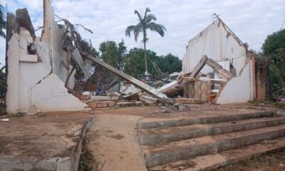 Destrozos por tornado en Caaguazú. Foto: Radio 1.000.