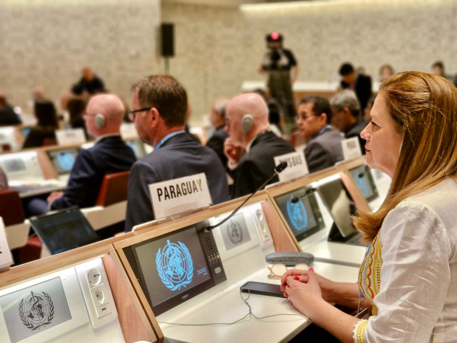 Ministra Teresa Barán durante la 77° Asamblea de la OMS. Foto: Gentileza.