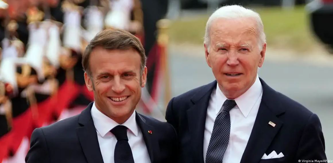 Emmanuel Macron (izq.) y Joe Biden. Foto: DW.