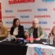 Claudia Neumann, directora ejecutiva de TECHO; María Mersán, presidenta de TECHO Paraguay; Conor McEnroy, presidente de Sudameris; y Jerónimo Nasser, gerente general de Sudameris. Foto: Gentileza.