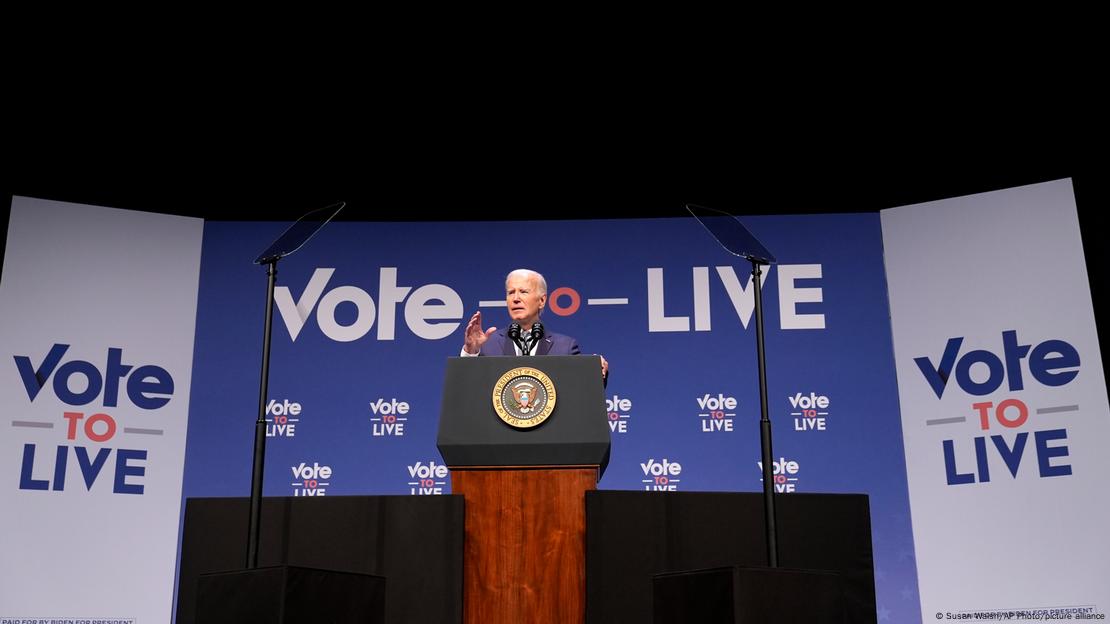 El presidente Joe Biden durante su intervención en la Convención en Las Vegas el martes (16.07.2024). Imagen: Susan Walsh/AP Photo/picture alliance.