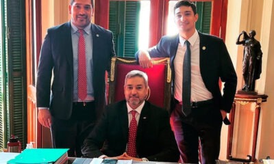 Mauricio Espínola, Mario Abdo Benítez y Santiago Abdo. Foto: Archivo.