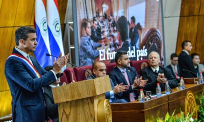 El presidente Santiago Peña presentó su primer informe de gestión ante el Congreso y la Nación. Foto: Gentileza.