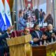 El presidente Santiago Peña presentó su primer informe de gestión ante el Congreso y la Nación. Foto: Gentileza.