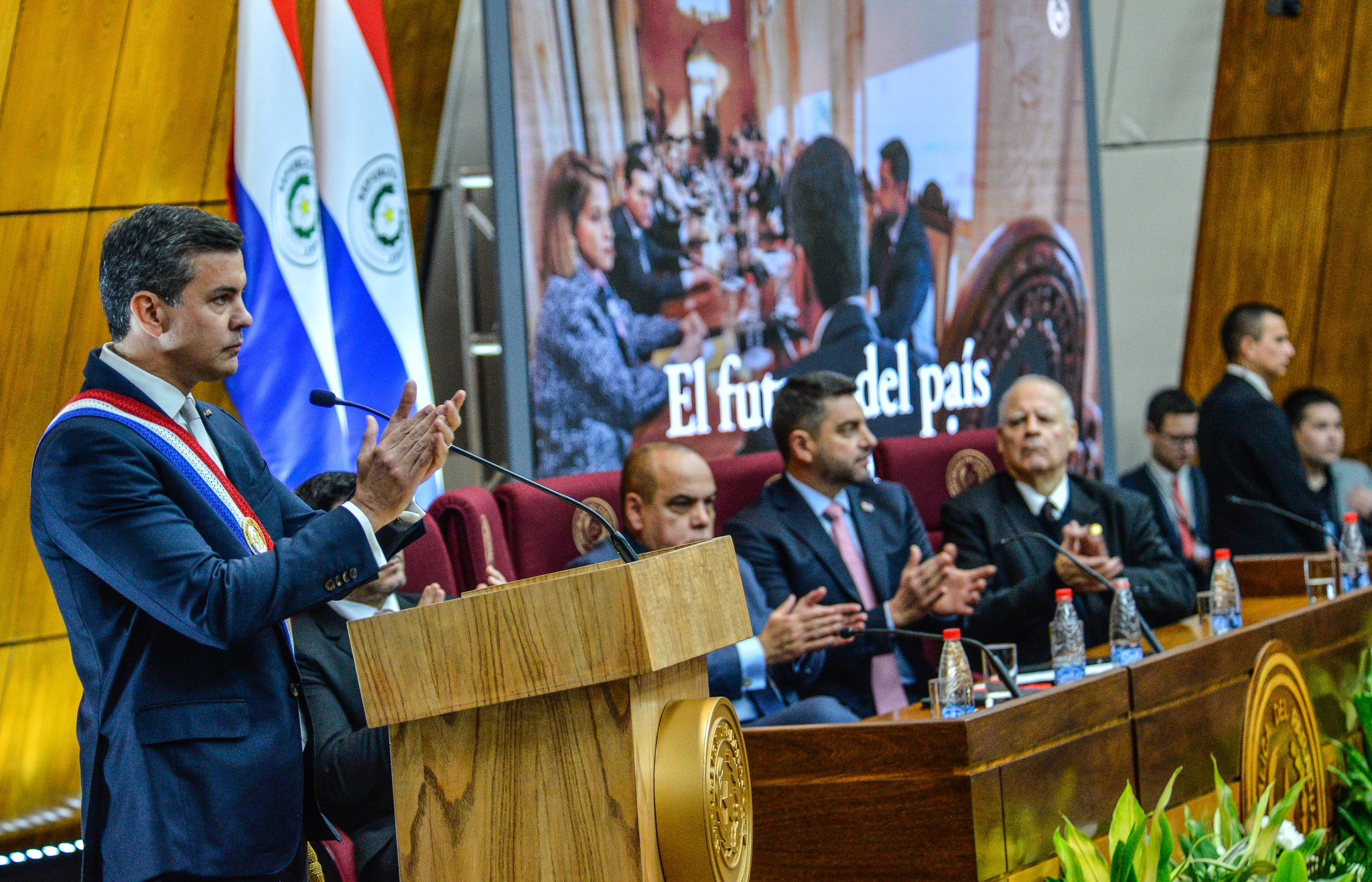 El presidente Santiago Peña presentó su primer informe de gestión ante el Congreso y la Nación. Foto: Gentileza.