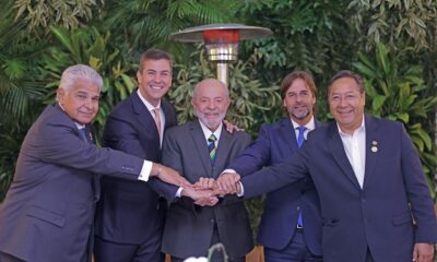 José Raúl Mulino, Santiago Peña, Lula da Silva, Luis Lacalle Pou y Luis Arce en la Cumbre del Mercosur 2024. Foto: Gentileza.