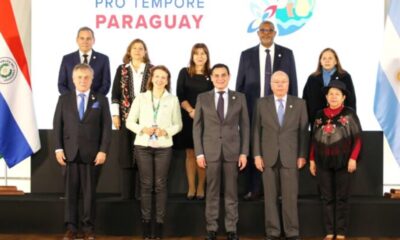 Cancilleres del Mercosur tras la reunión de ayer, domingo, en Paraguay. Foto: IP