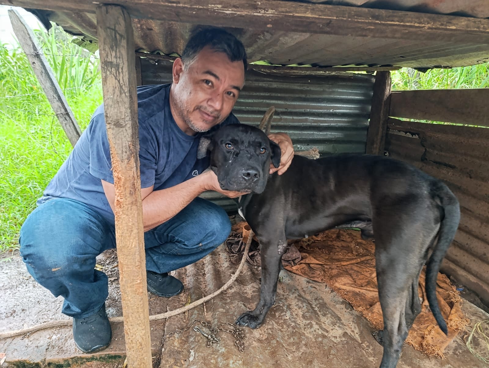 Reencuentro de la mascota con su dueño. Foto: Gentileza.