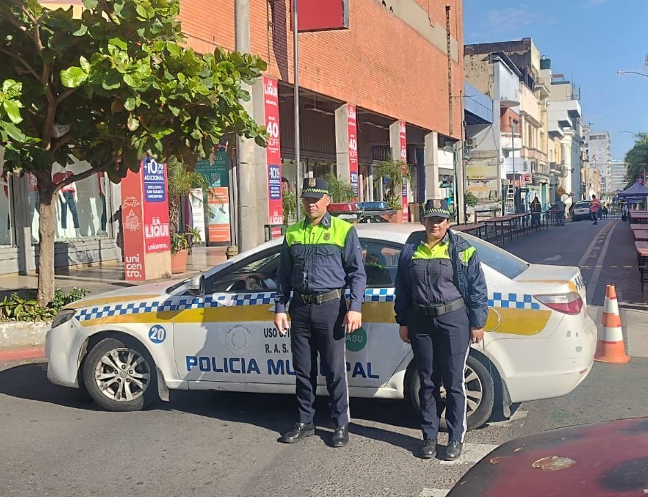 Calles bloqueadas en el centro de Asunción. Foto: Tránsito Asunción.