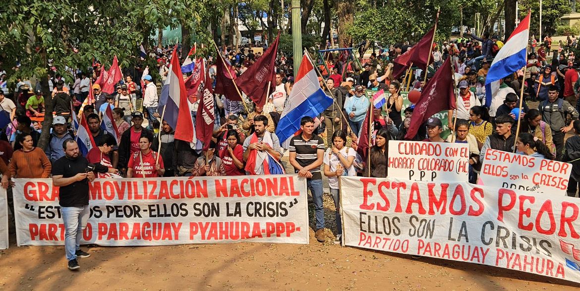 Marcha de Paraguay Pyahurã en el micreocentro de Asunción. Foto: Partido PPP.