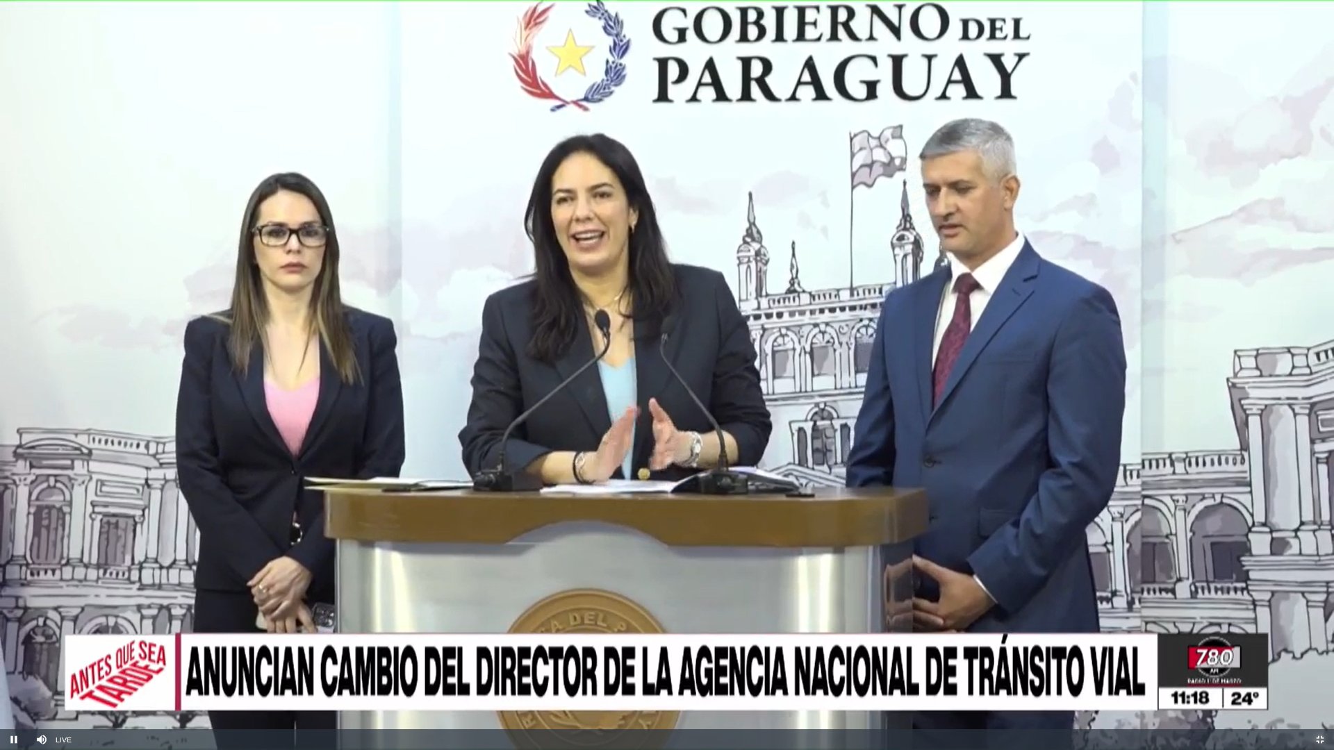 Conferencia de prensa del MOPC en Mburuvicha Róga. Foto: Captura de pantalla.