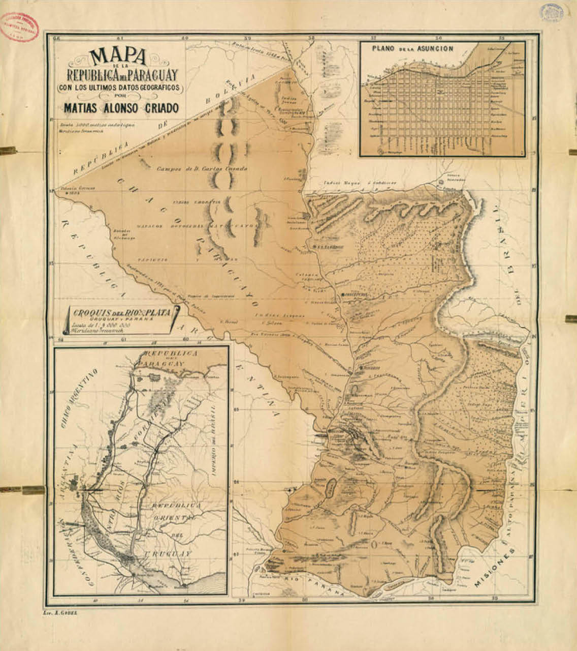 Mapa del Paraguay, de Matías Alondo Criado. Cortesía