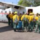 Bomberos del Ejército y Comando Nacional. Foto: Gentileza.