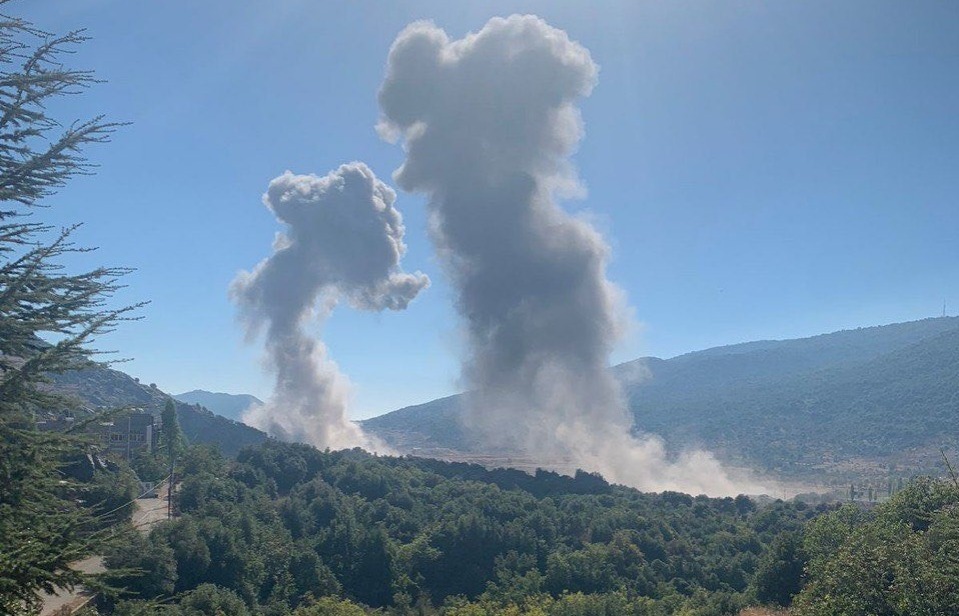 Ataque aéreo en Kfarhouna, Líbano. Foto: @realidad_int