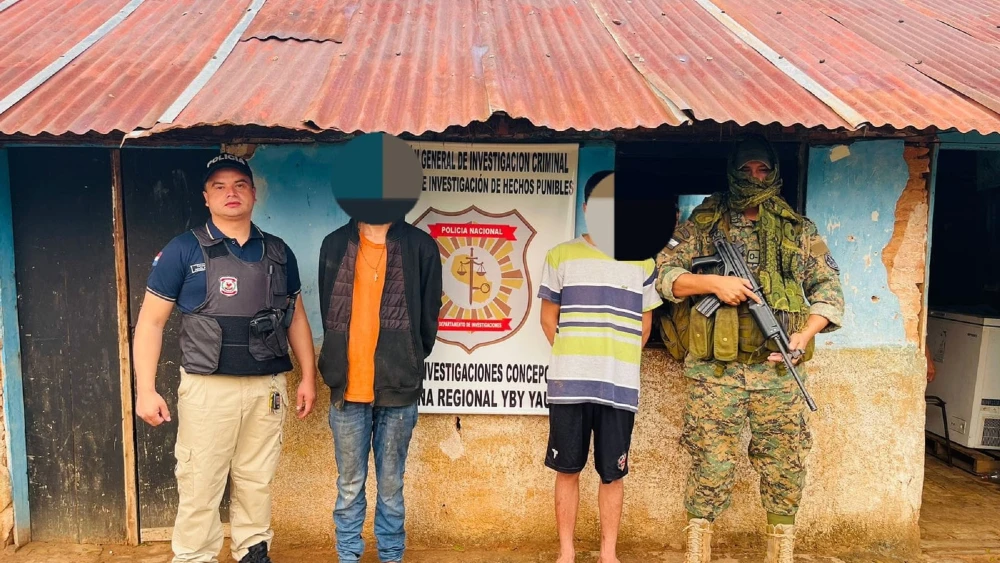 En un operativo policial-fiscal se logró la detención de tres supuestos miembros del PPC en Yby Yaú. Foto: Gentileza.