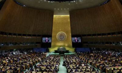 El secretario general de las Naciones Unidas, Antonio Guterres, se dirige a la 79.ª Asamblea General de las Naciones Unidas en la sede de la ONU en Nueva York, Estados Unidos, el 24 de septiembre de 2024. REUTERS/Mike Segar/Infobae.