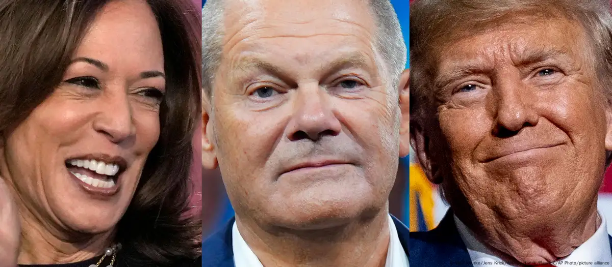 Kamala Harris, Olaf Scholz, Donald Trump. Foto: DW