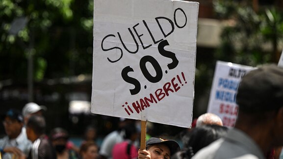 Protesta laboral en Venezuela. Foto: Infobae.