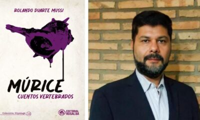 Portada del libro "Múrice. Cuentos vertebrados" y su autor, Rolando Duarte Mussi. Cortesía