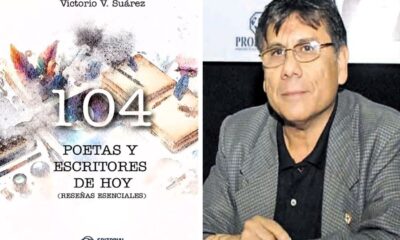 Portada del libro "104 poetas y escritores de hoy (Reseñas esenciales)", de Victorio Suárez (Editorial Rosalba). Cortesía