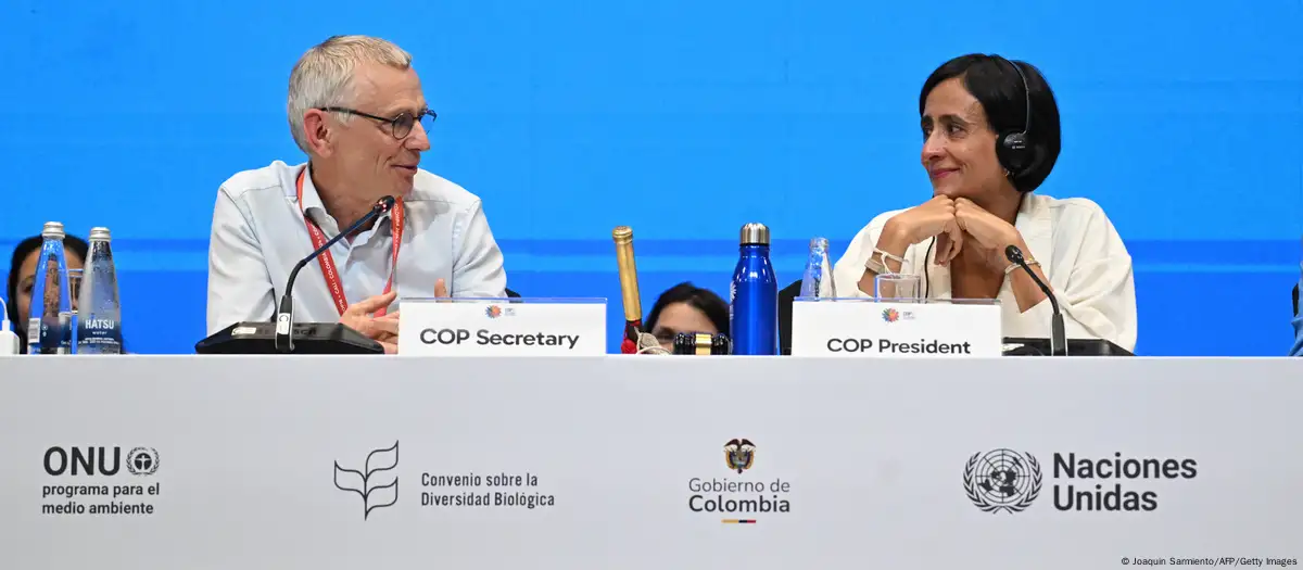 La ministra de Ambiente de Colombia, Susana Muhamad, durante las reuniones de la Cumbre del Clima COP16 en Cali. Imagen: Joaquin Sarmiento/AFP/Getty Images