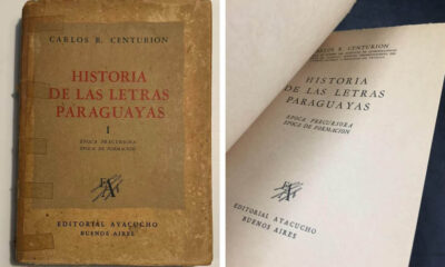 Carlos R. Centurión, “Historia de las Letras Paraguayas”, Tomo I, Editorial Ayacucho, Buenos Aires, 1947. Portada y carátula.