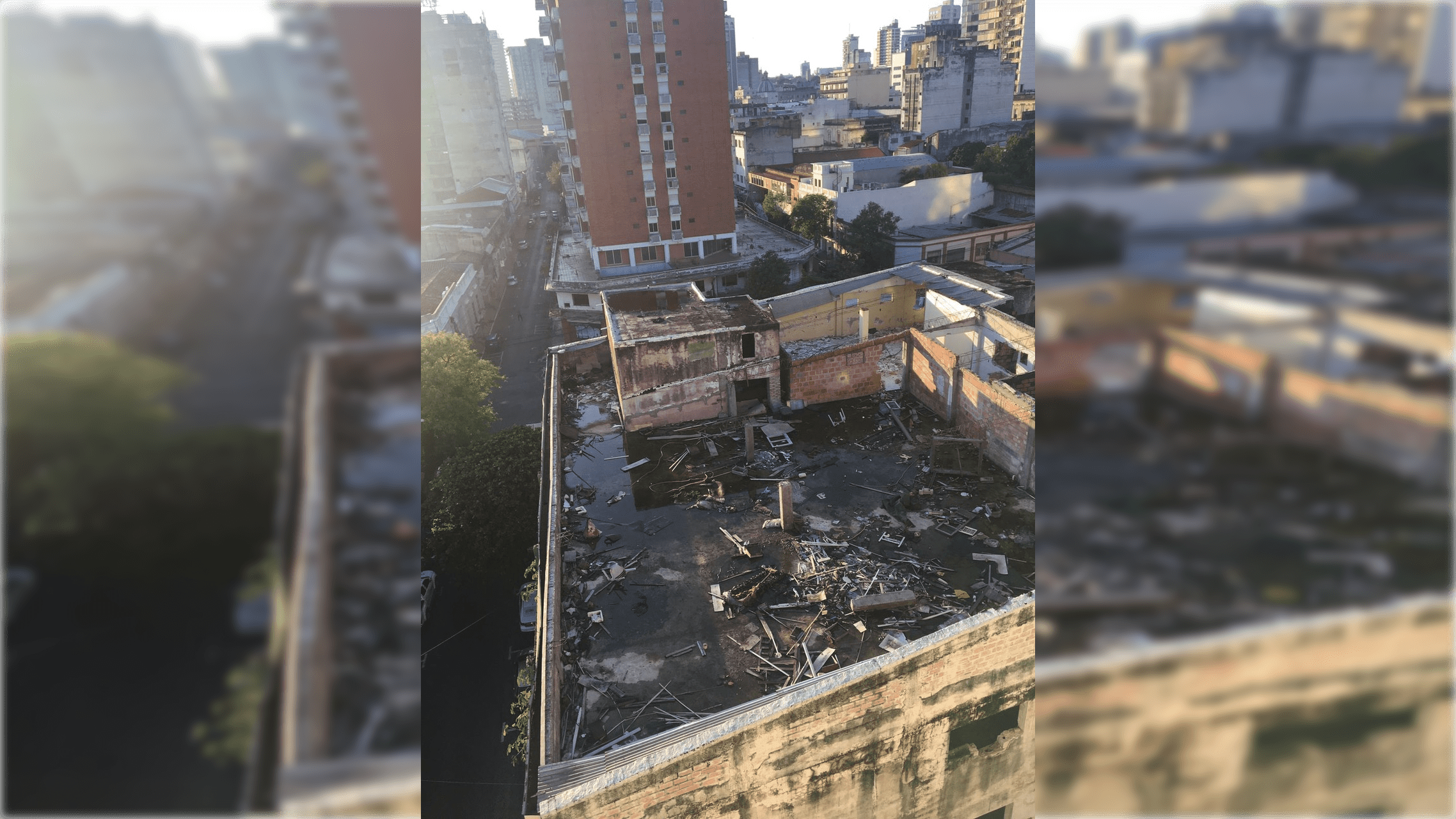 Edificio abandonado en el microcentro, previo al derrumbe. Foto: Gentileza.