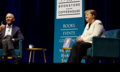 La excanciller alemana Angela Merkel en la presentación de su libro "Libertad" por el expresidente estadounidense Barack Obama, en Washington. (2.12.2024). Imagen: Kevin Dietsch/Getty Images via AFP