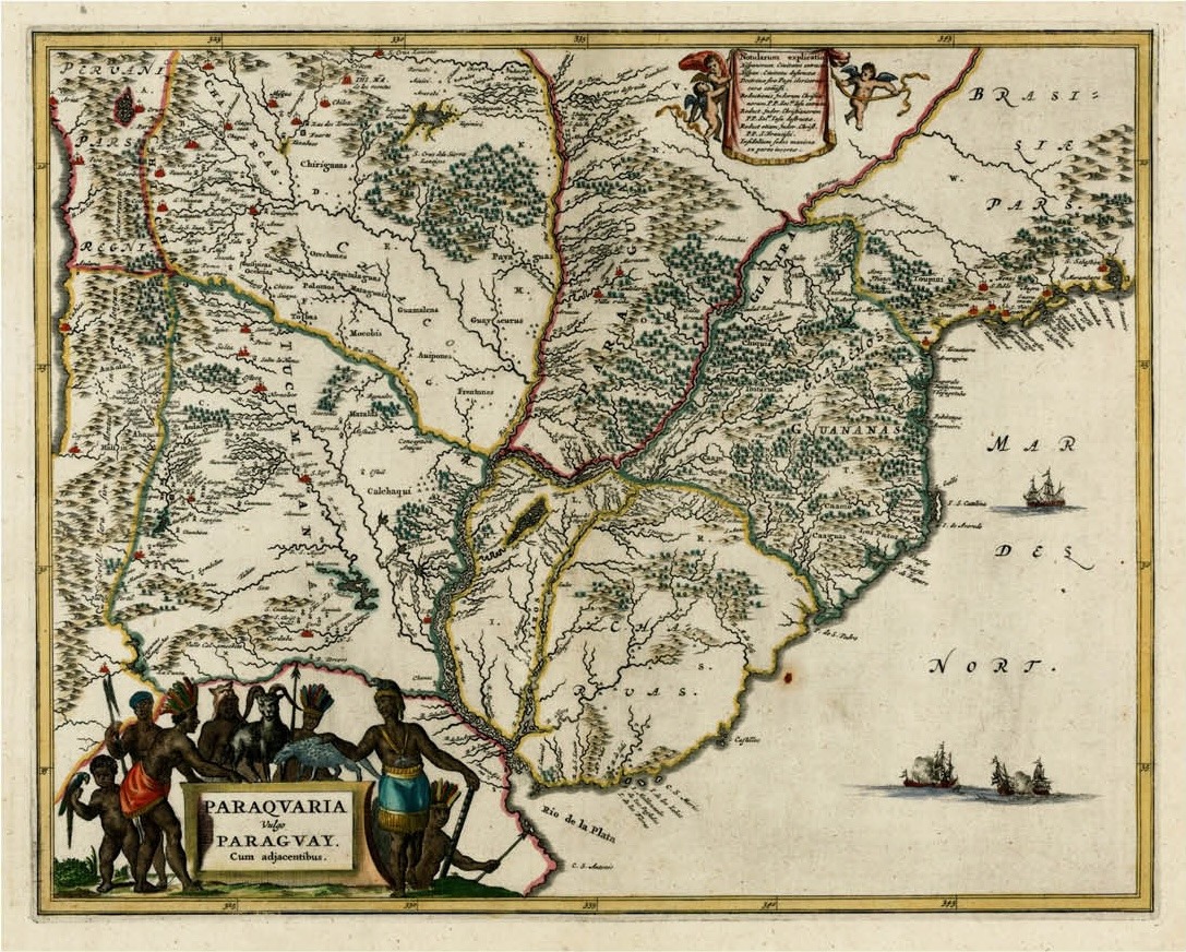 Mapa de la Provincia Jesuítica de Paraqvaria, publicado por John Ogilby, Amsterdam, 1671.