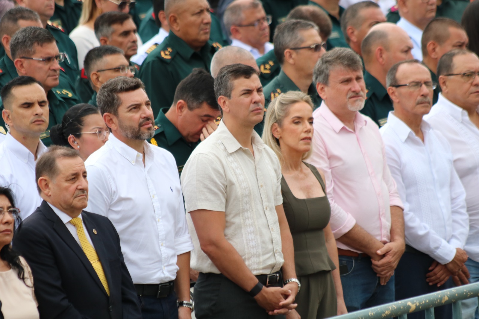 Presidente Santiago Peña durante la misa en Caacupe. Foto: Gentileza.