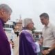 Presidente Santiago Peña durante la misa en Caacupe. Foto: Gentileza.