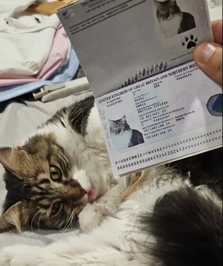 Emmie orgullosa, posando con su pasaporte. Foto: Captura.