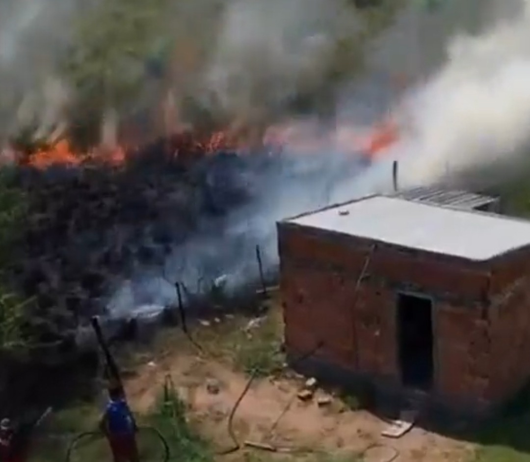 El incendio de gran magnitud afectó a un pastizal. Foto: Captura.