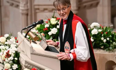 La obispa episcopaliana Mariann Edgar Budde habla durante el Servicio Nacional de Oración en la Catedral Nacional de Washington, el 21 de enero de 2025. Imagen: Jim Watson/AFP