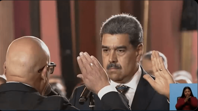 Juramento de Nicolás Maduro por un tercer periodo. Foto: Captura de pantalla. 