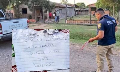 Tras la intervención, encuentran la nota amenazante. Foto: Gentileza.