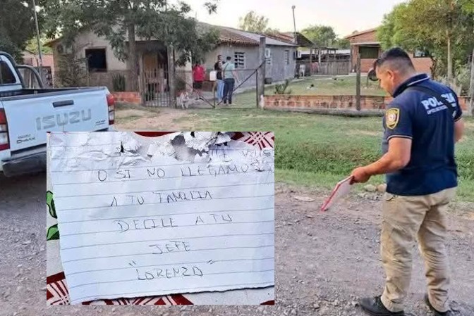 Tras la intervención, encuentran la nota amenazante. Foto: Gentileza.