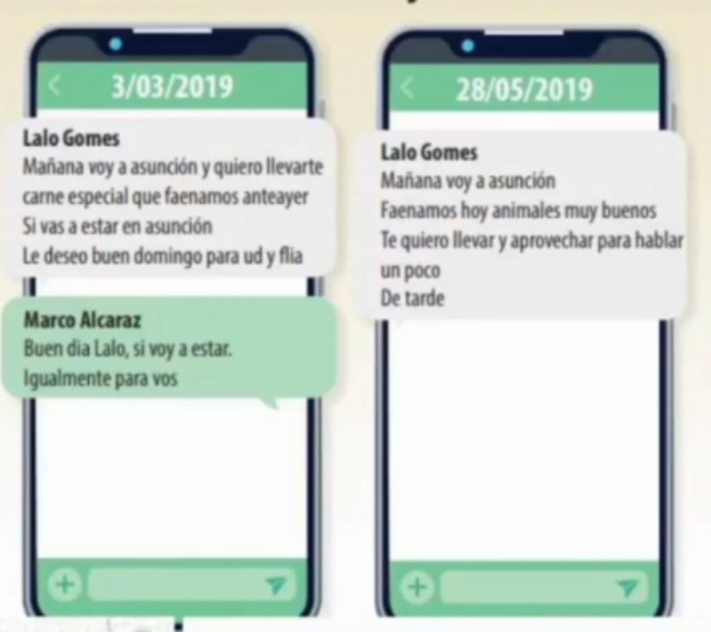 Chat de Lalo Gomes ofreciendo carnes recién faenadas. Foto: Captura de pantalla.